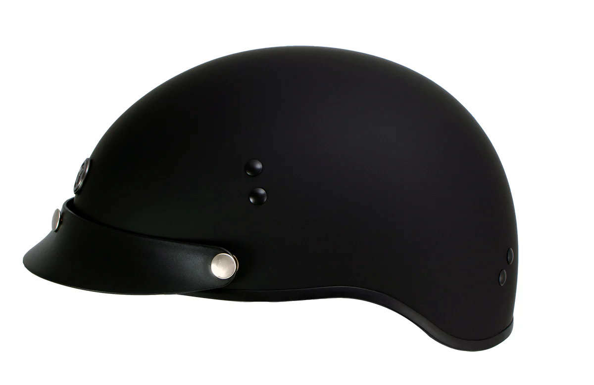 Klutch K-3 'Cruise' Flat Black Half Face Motorcycle Helmet with Snap On Visor - Image 5