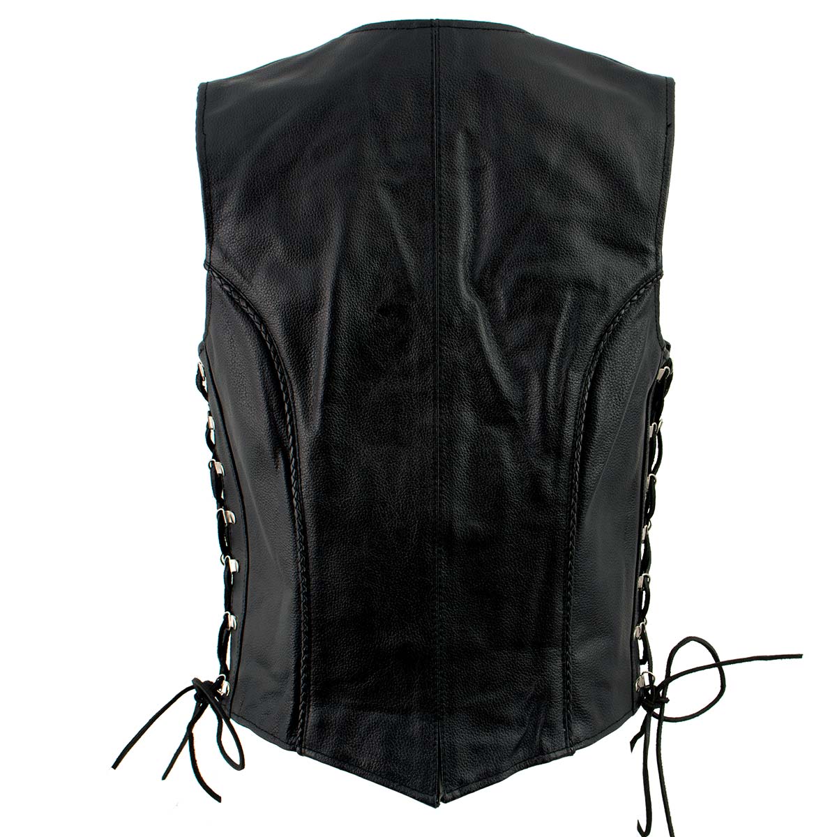 Ladies XS761 Classic Braided Leather Vest with Side Laces - Image 2