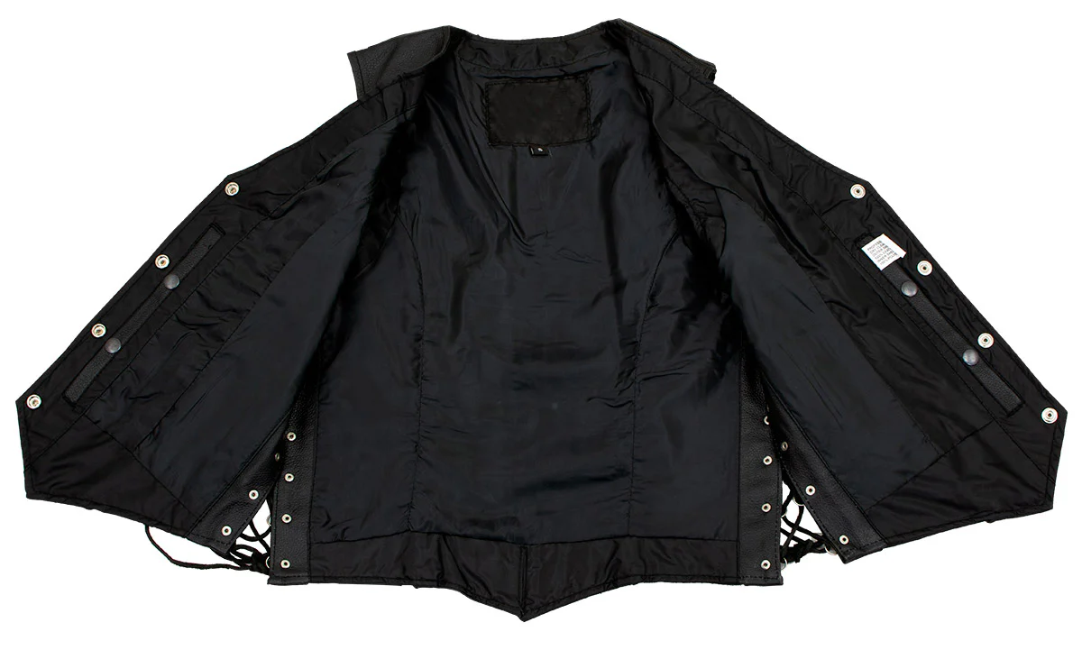 Ladies XS761 Classic Braided Leather Vest with Side Laces - Image 3