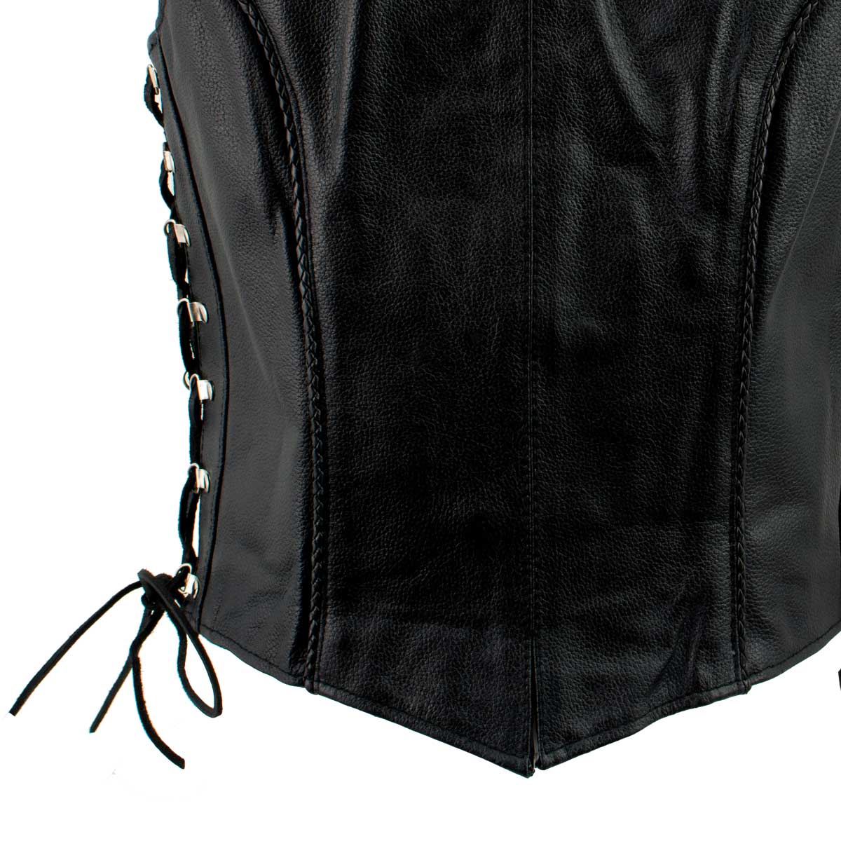 Ladies XS761 Classic Braided Leather Vest with Side Laces - Image 4