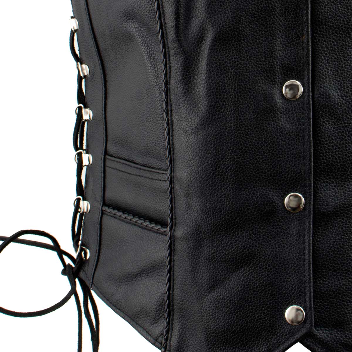 Ladies XS761 Classic Braided Leather Vest with Side Laces - Image 5