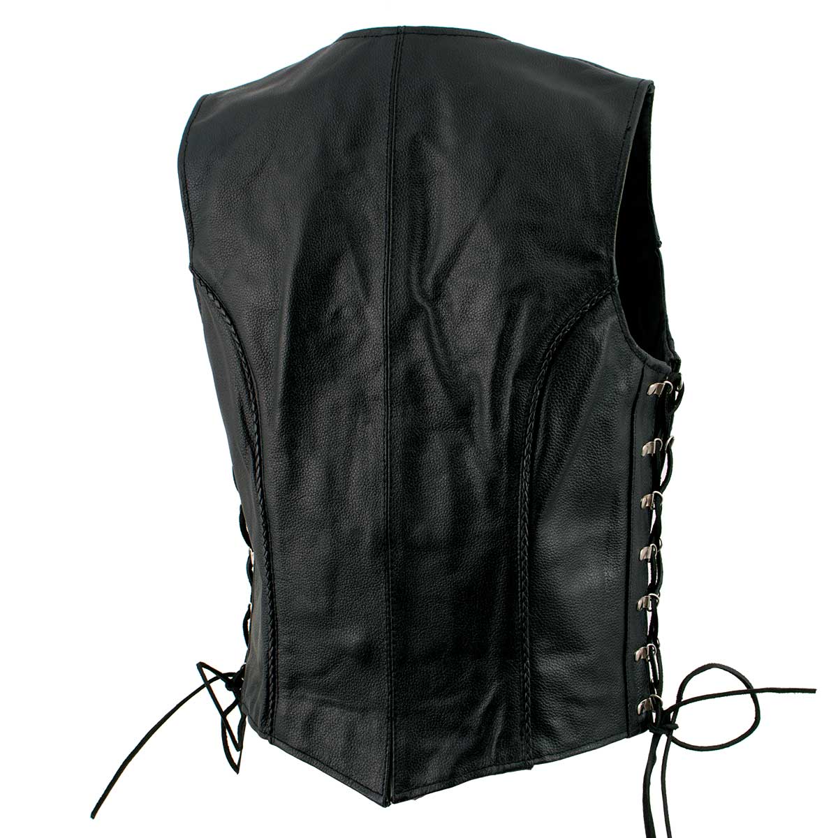 Ladies XS761 Classic Braided Leather Vest with Side Laces - Image 7