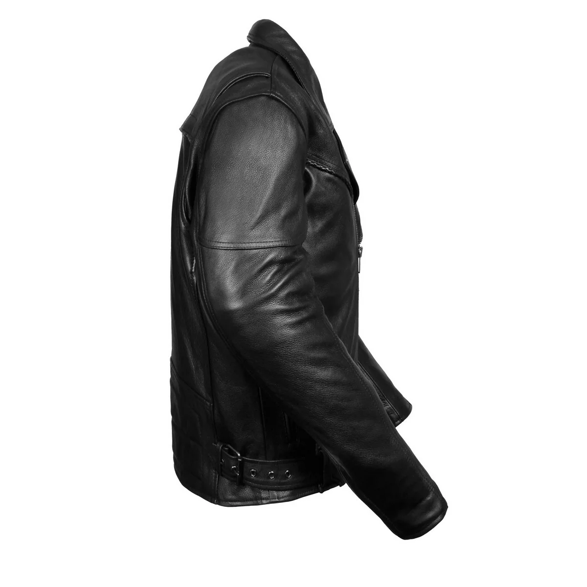 Leather King ML1057 Men’s Classic Black Leather Motorcycle Jacket w/ Multiple Vents - Image 2