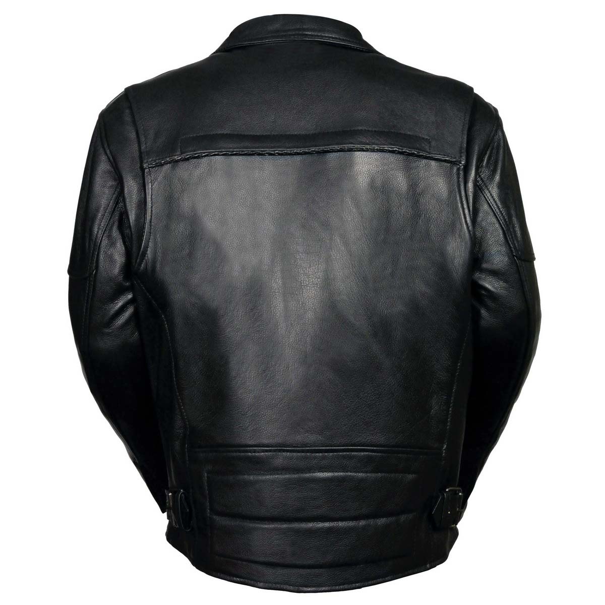 Leather King ML1057 Men’s Classic Black Leather Motorcycle Jacket w/ Multiple Vents - Image 3