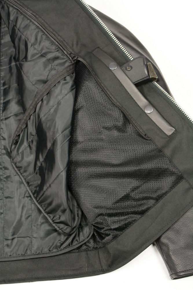 M Boss Motorcycle Apparel BOS11502 Men's Black Armored Leather Scooter Jacket with Removable Hood - Image 5