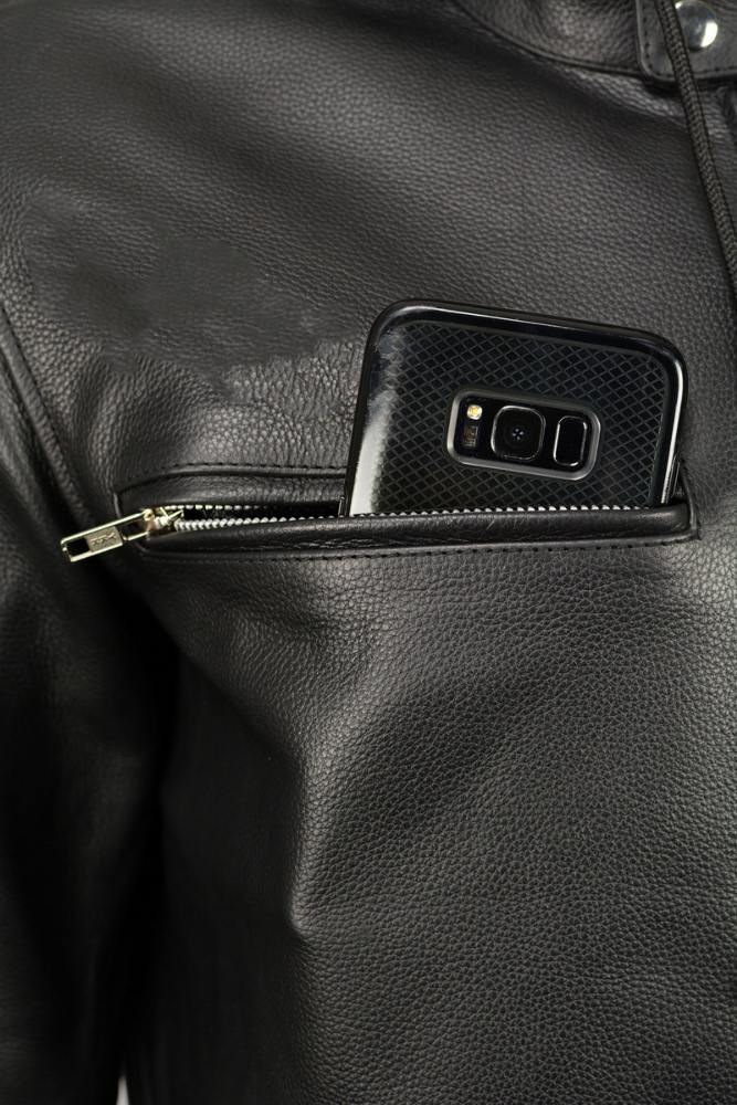 M Boss Motorcycle Apparel BOS11502 Men's Black Armored Leather Scooter Jacket with Removable Hood - Image 8