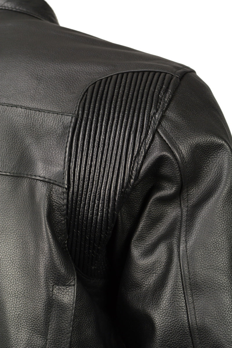 M Boss Motorcycle Apparel BOS11509 Men's Black Armored Leather Cafe Racer Jacket - Image 5