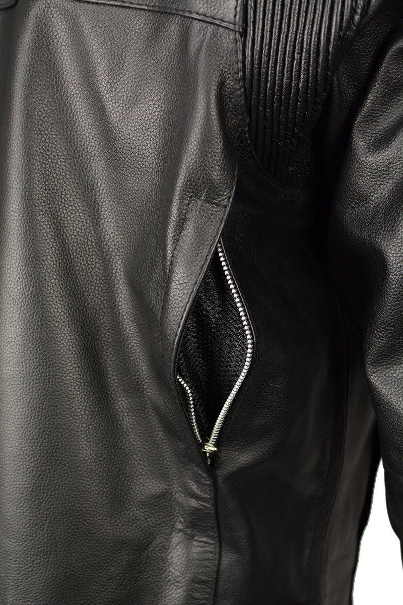 M Boss Motorcycle Apparel BOS11509 Men's Black Armored Leather Cafe Racer Jacket - Image 6