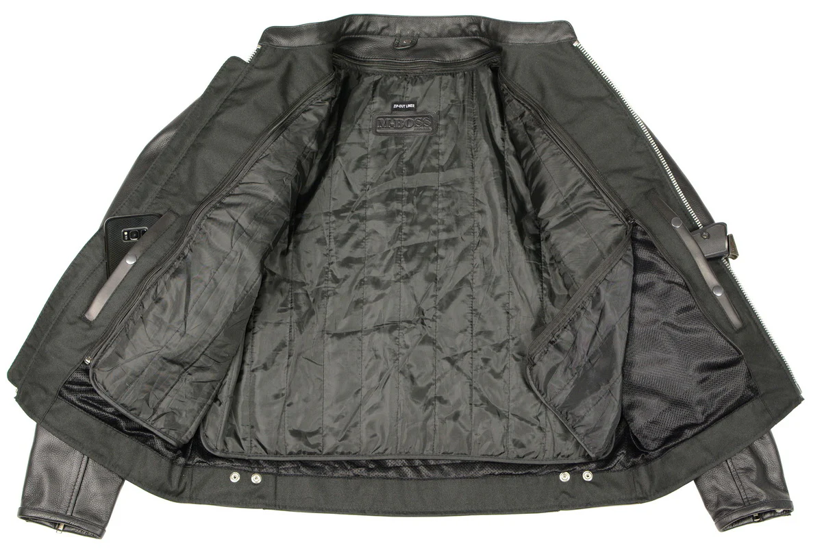 M Boss Motorcycle Apparel BOS11509 Men's Black Armored Leather Cafe Racer Jacket - Image 7