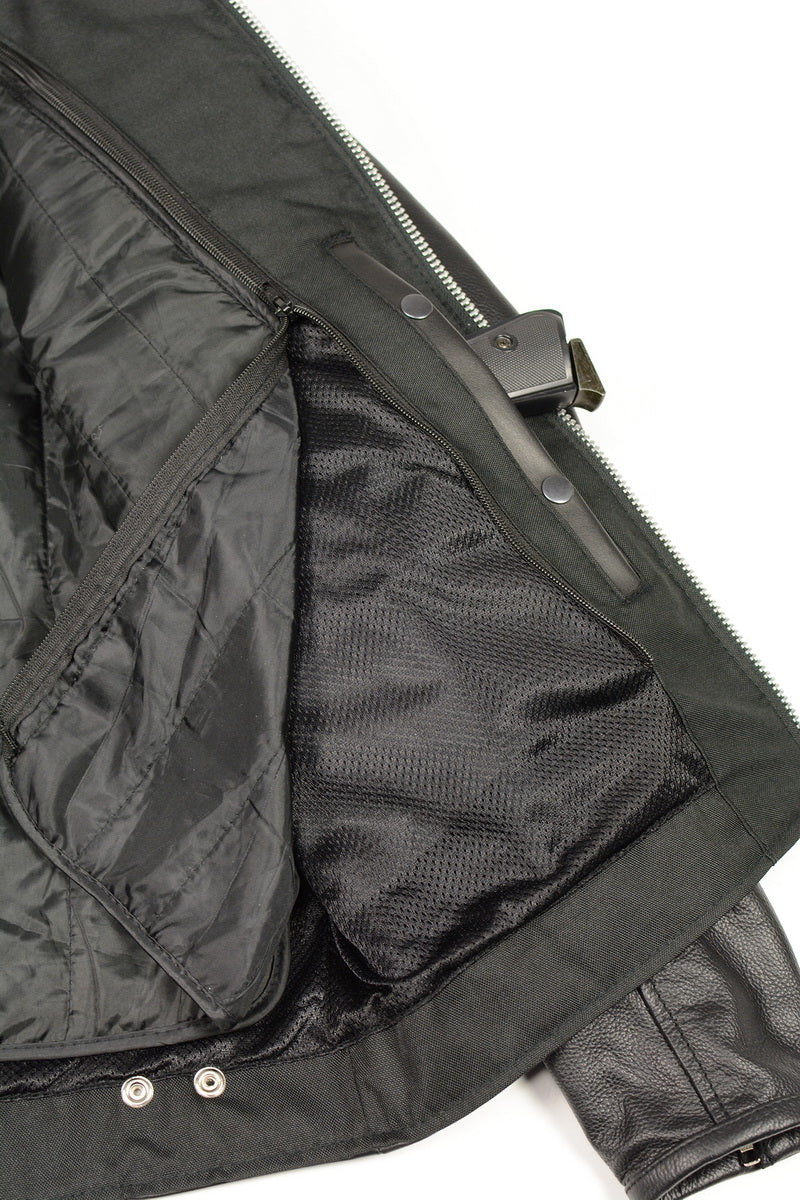 M Boss Motorcycle Apparel BOS11509 Men's Black Armored Leather Cafe Racer Jacket - Image 9