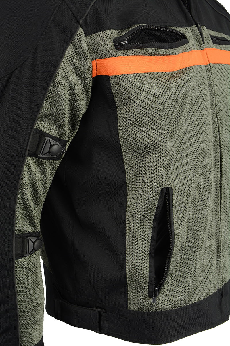 M Boss Motorcycle Apparel BOS11707 Men's Armored Black and Grey Nylon and Mesh Racer Jacket - Image 4