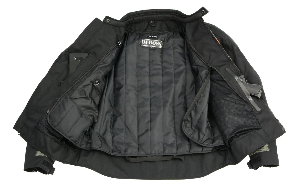 M Boss Motorcycle Apparel BOS11707 Men's Armored Black and Grey Nylon and Mesh Racer Jacket - Image 5