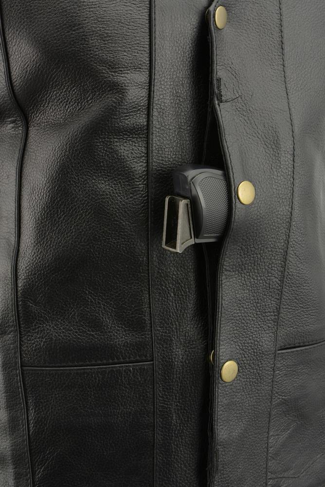M Boss Motorcycle Apparel BOS13508 Men's Black Side Lace Leather Vest with Quick Draw Pocket - Image 7