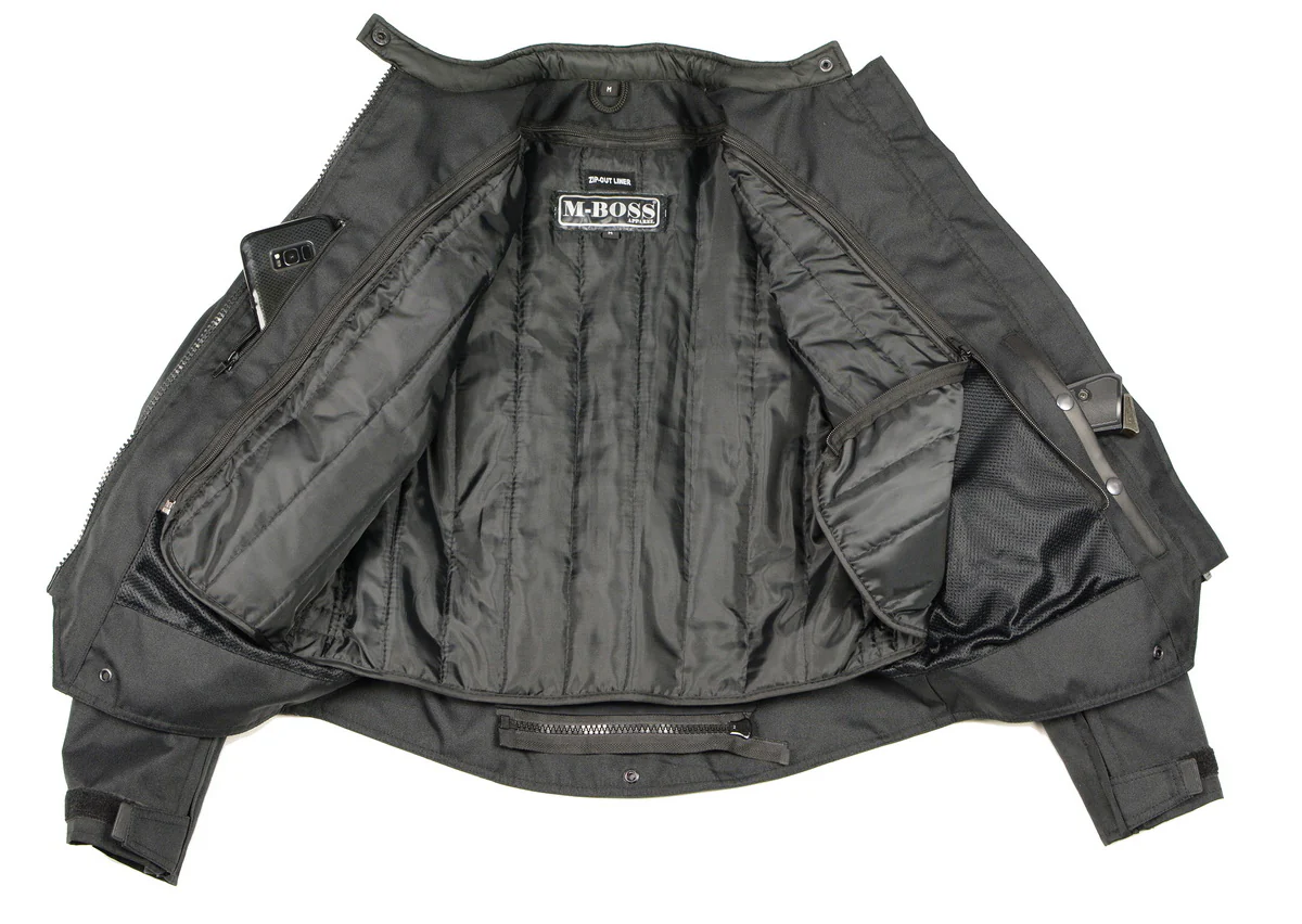M Boss Motorcycle Apparel BOS22706 Women's Black and Red Motorcycle Biker Nylon Racer Jacket with Armor Protection - Image 7