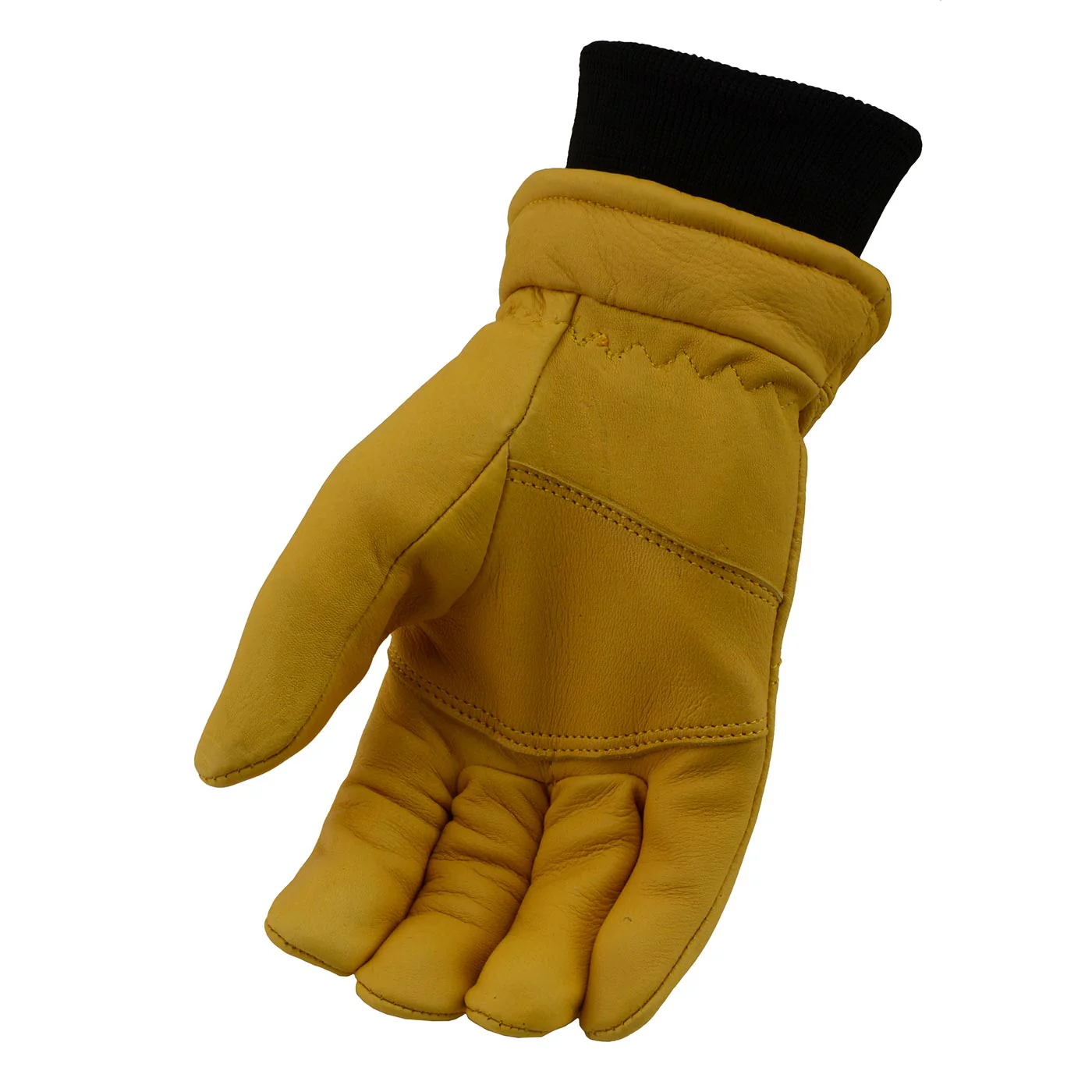 M Boss Motorcycle Apparel BOS37546 Men's Yellow and Black Full Grain Deerskin Leather Motorcycle Gloves - Image 4