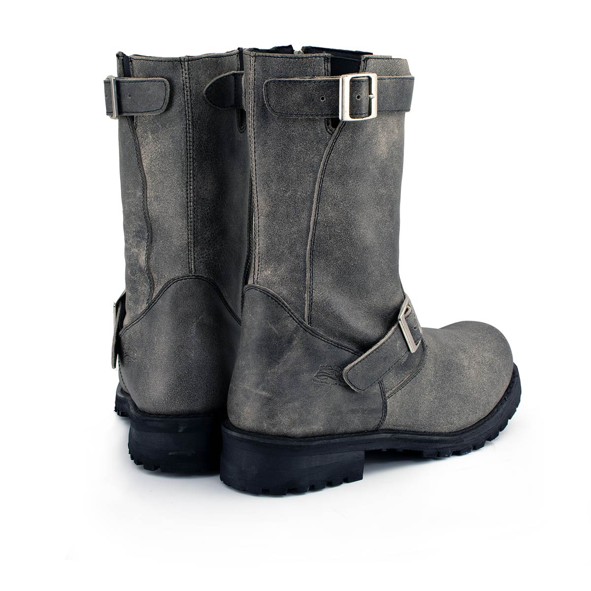 M-Boss Apparel BOS49000 Men's Classic 12-inch Distress Grey Harness Leather Motorcycle Boots - Image 3