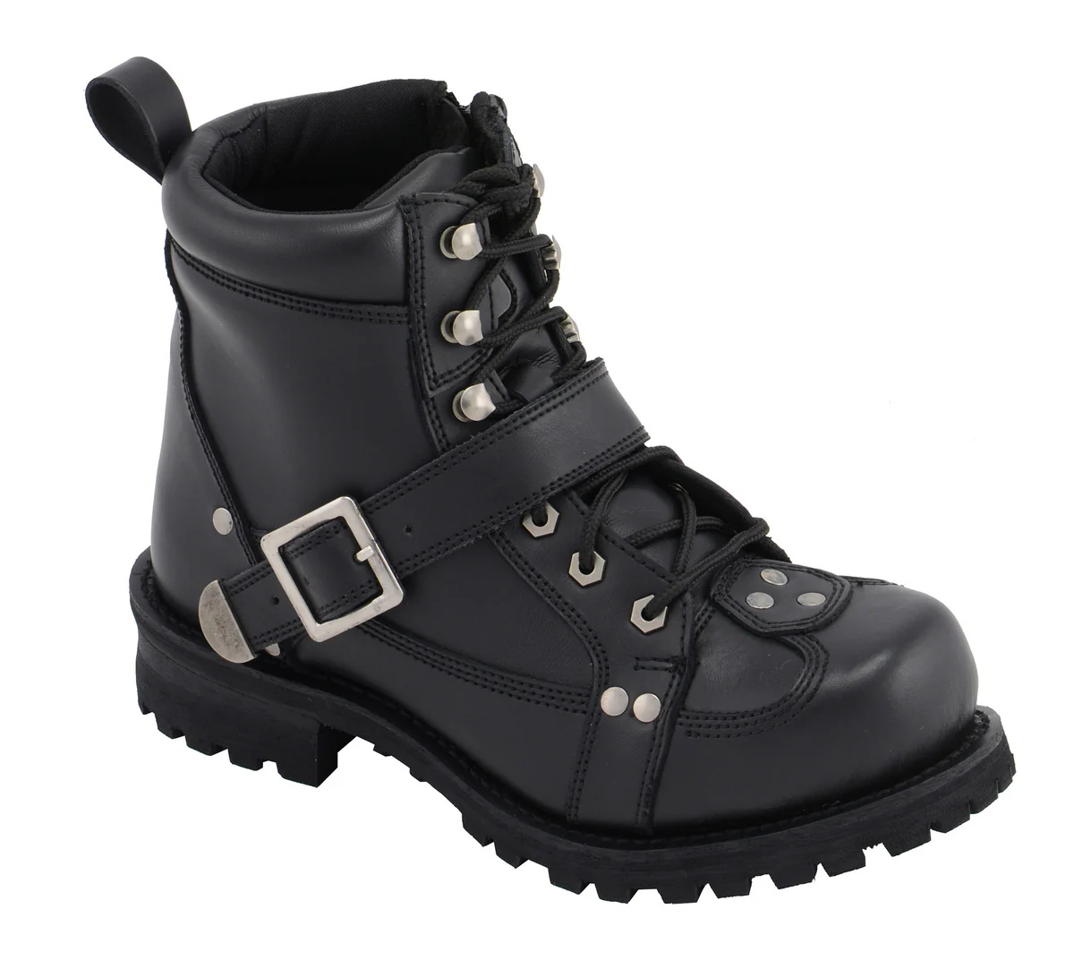 M Boss Apparel BOS49003 Men's 7 inch Road Captain Black Leather Motorcycle Boots - Image 2