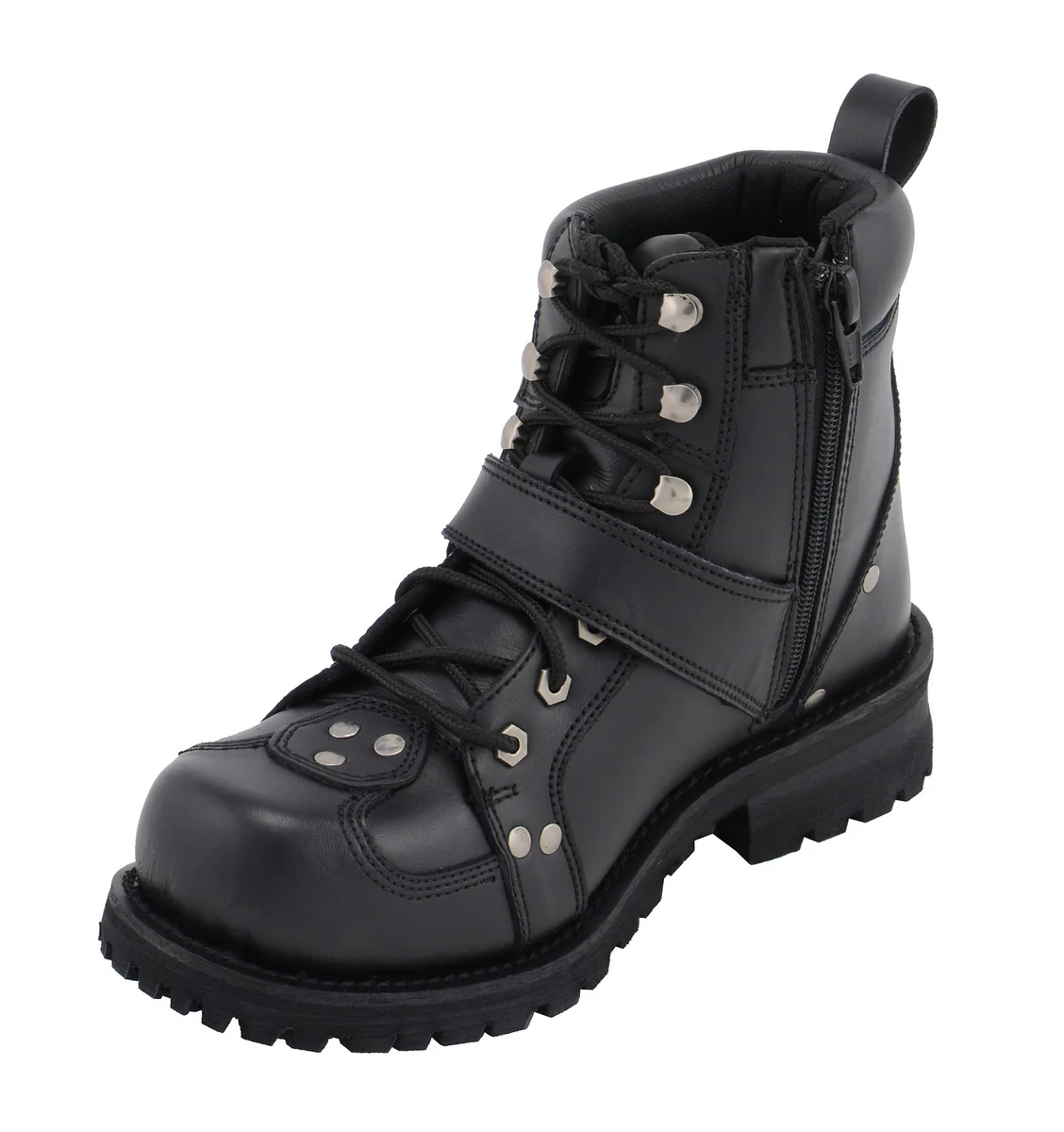 M Boss Apparel BOS49003 Men's 7 inch Road Captain Black Leather Motorcycle Boots - Image 3