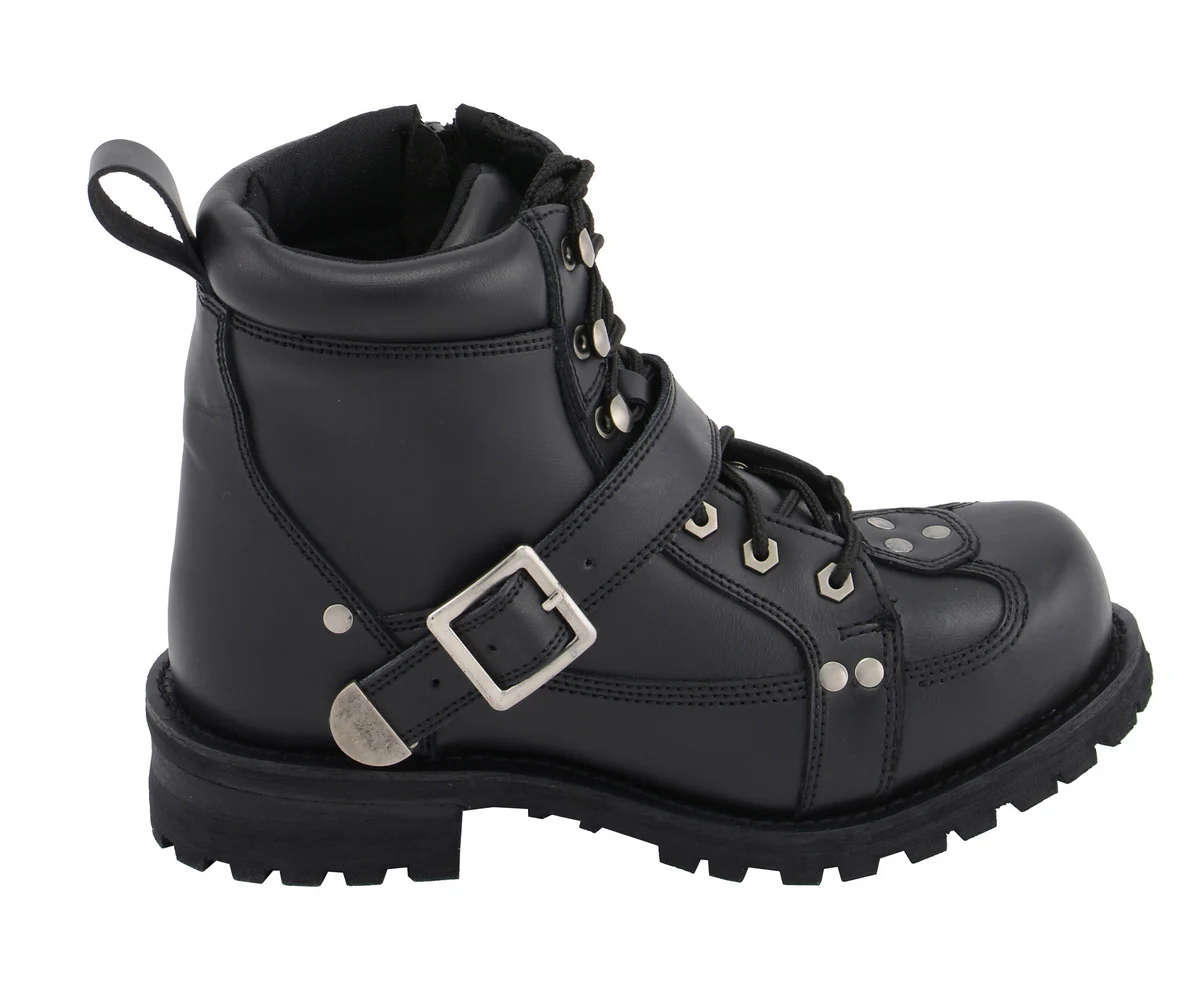 M Boss Apparel BOS49003 Men's 7 inch Road Captain Black Leather Motorcycle Boots - Image 6