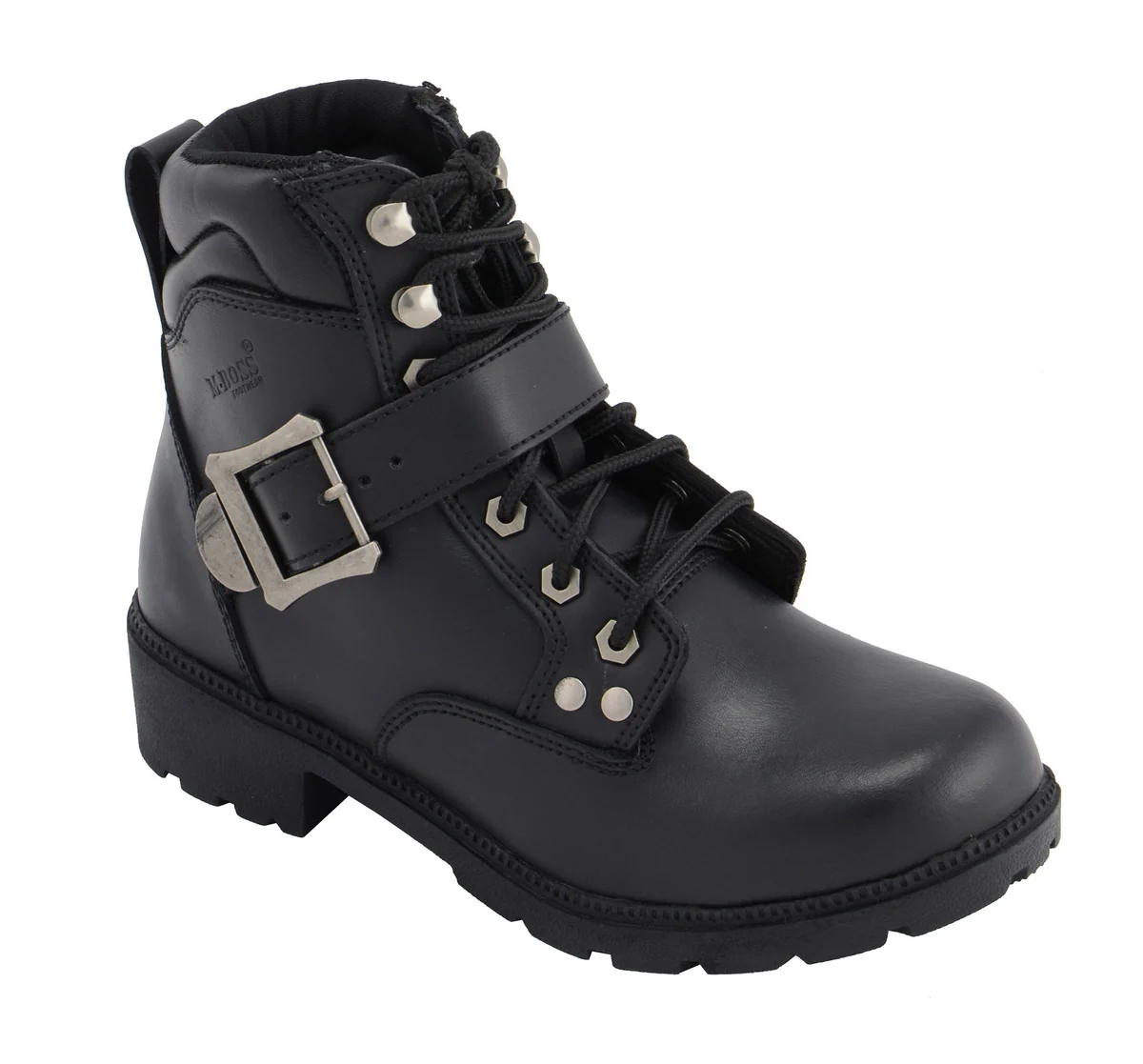 M Boss Apparel BOS49301 Women's 7-Inch Black Road Captain Leather Motorcycle Boots - Image 2
