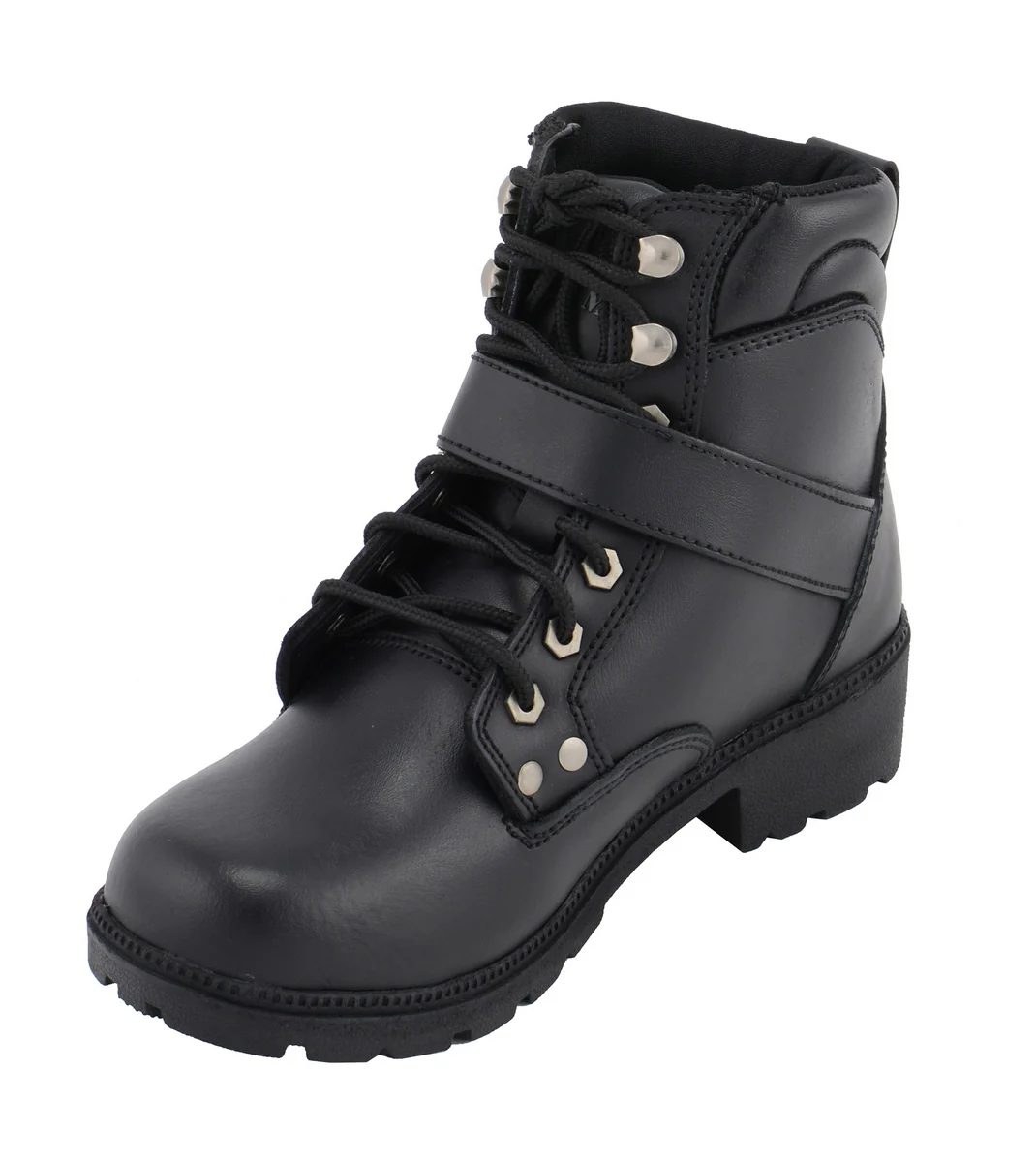 M Boss Apparel BOS49301 Women's 7-Inch Black Road Captain Leather Motorcycle Boots - Image 3