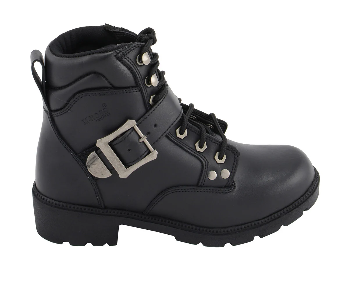 M Boss Apparel BOS49301 Women's 7-Inch Black Road Captain Leather Motorcycle Boots - Image 6