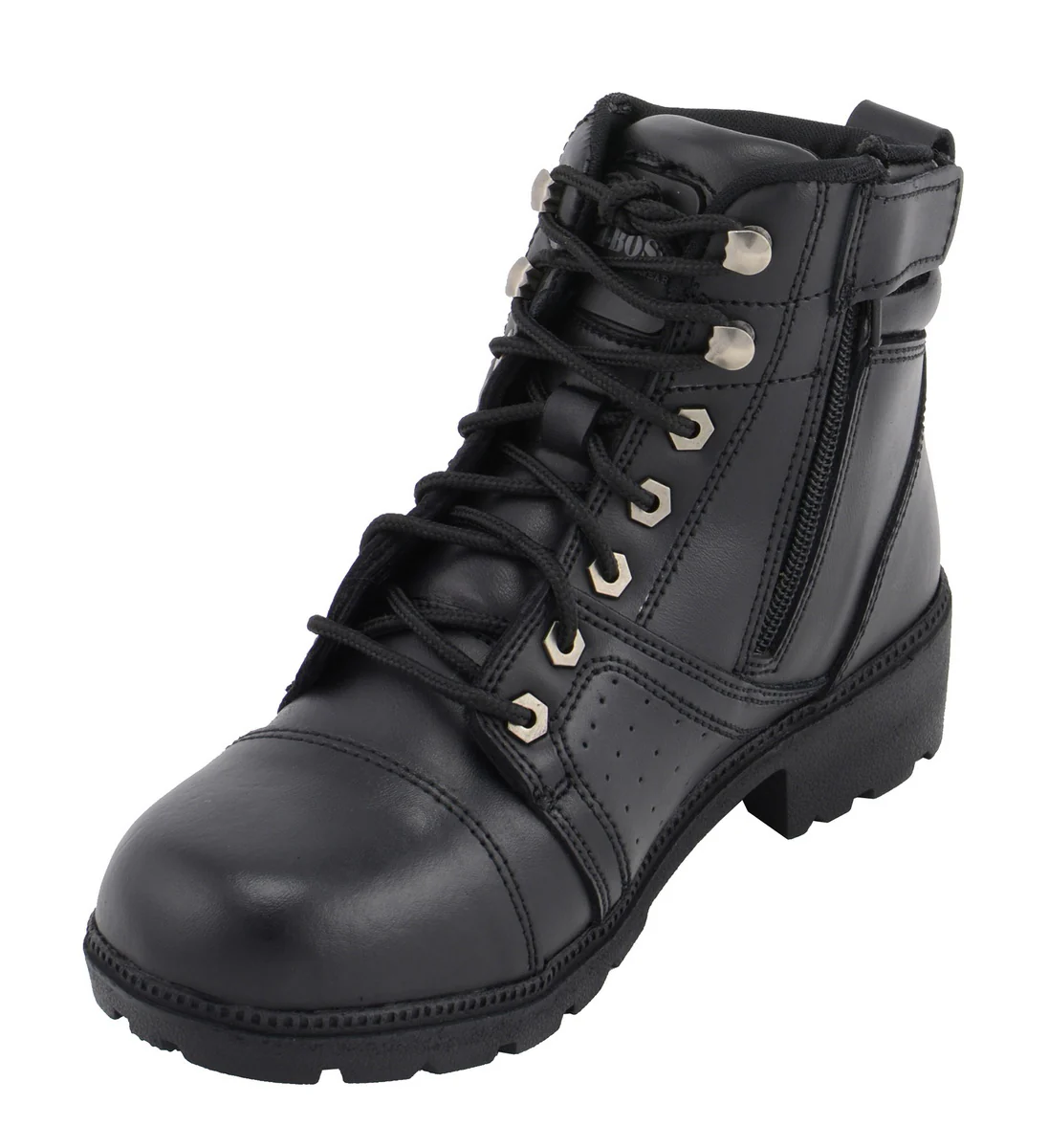M Boss Motorcycle Apparel BOS49302 Ladies 6 Inch Black Accelerator Leather Motorcycle Boots - Image 3