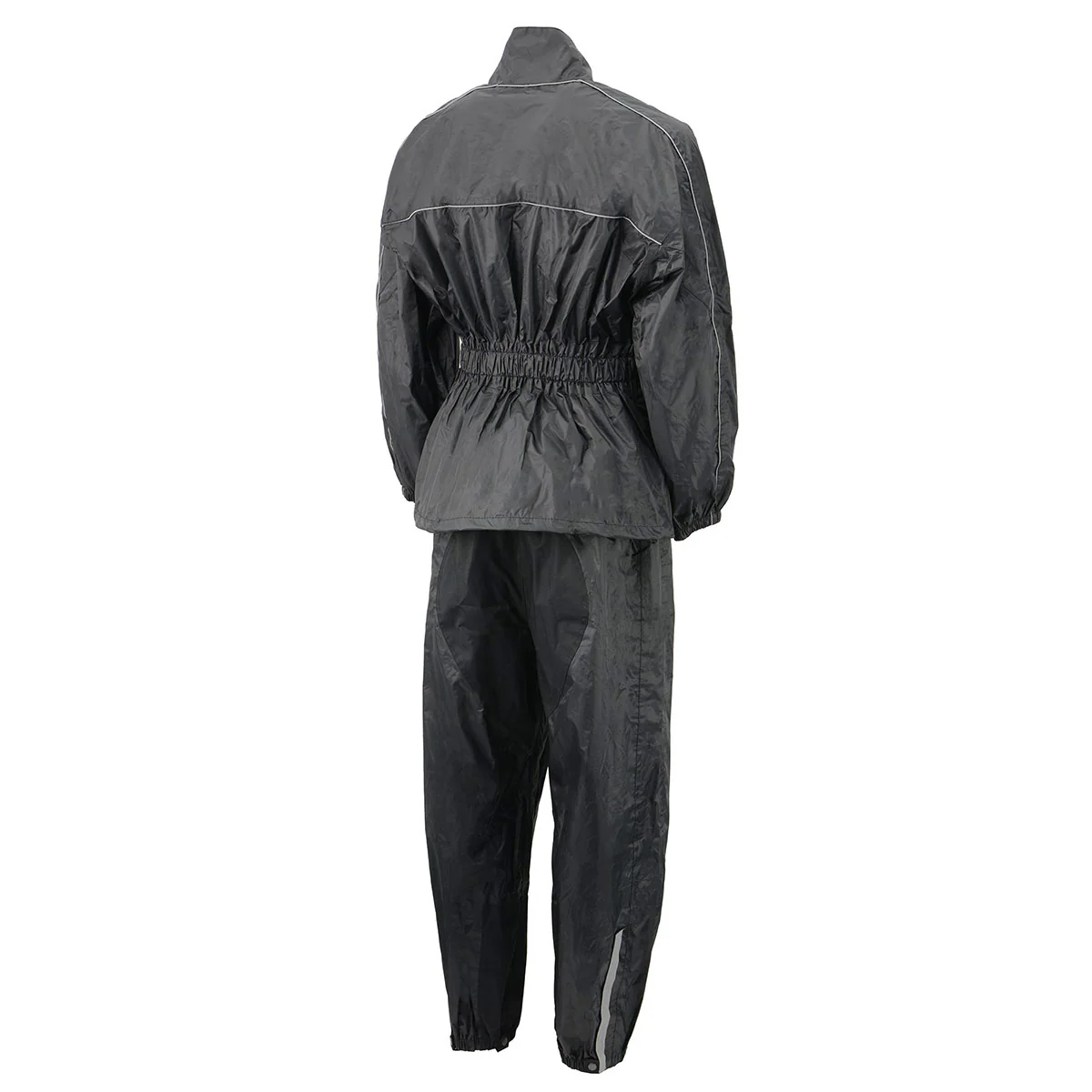 M-Boss Motorcycle Apparel BOS29601 Solid Nylon Black Two-Piece Motorcycle Rain Gear for Men and Women - Image 2