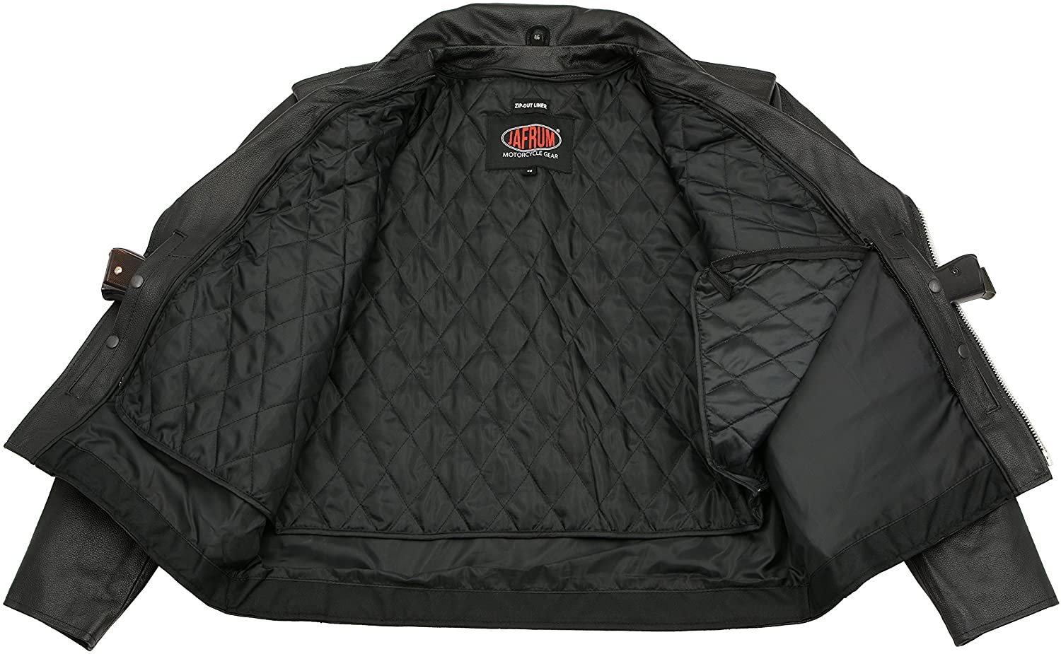 M-Boss Motorcycle Apparel BOS11510 Men’s ‘Speed’ Black Cowhide Leather Motorcycle Riding Jacket - Image 5