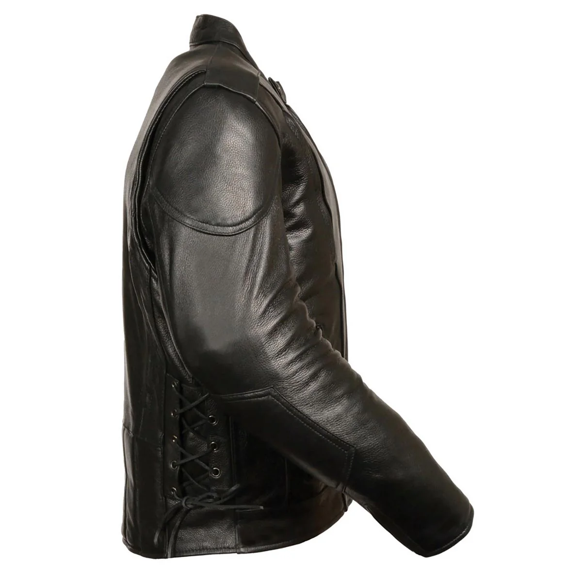 M-Boss Motorcycle Apparel BOS11511T Men’s ‘Speed’ Big and Tall Black Cowhide Motorcycle Leather Jacket - Image 3