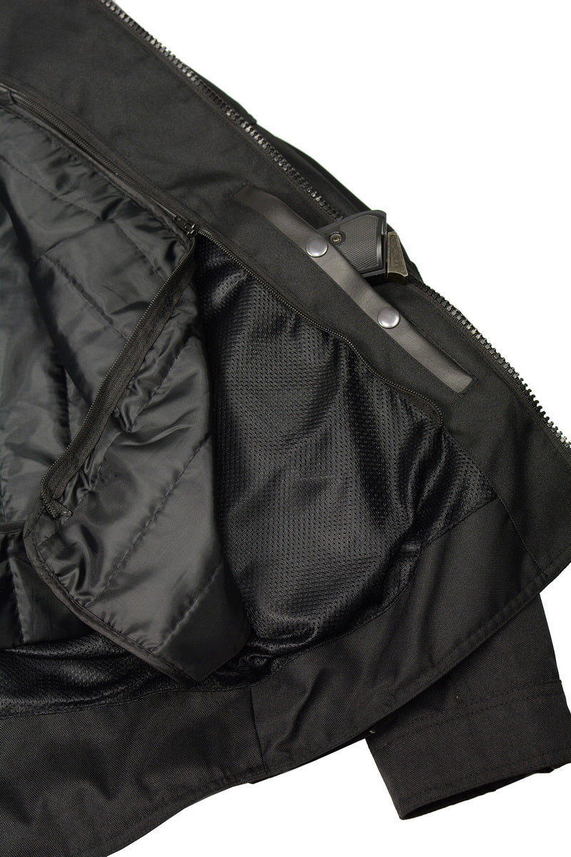 M Boss Motorcycle Apparel BOS11700 Men's Black Nylon Motorcycle Racer Riding Jacket with Reflective Piping - Image 5