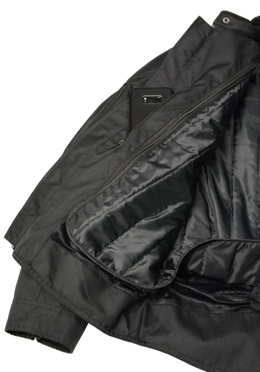 M Boss Motorcycle Apparel BOS11700 Men's Black Nylon Motorcycle Racer Riding Jacket with Reflective Piping - Image 6