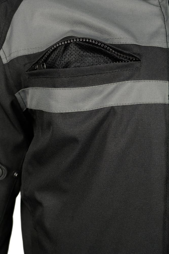 M Boss Motorcycle Apparel BOS11700 Men's Black Nylon Motorcycle Racer Riding Jacket with Reflective Piping - Image 7