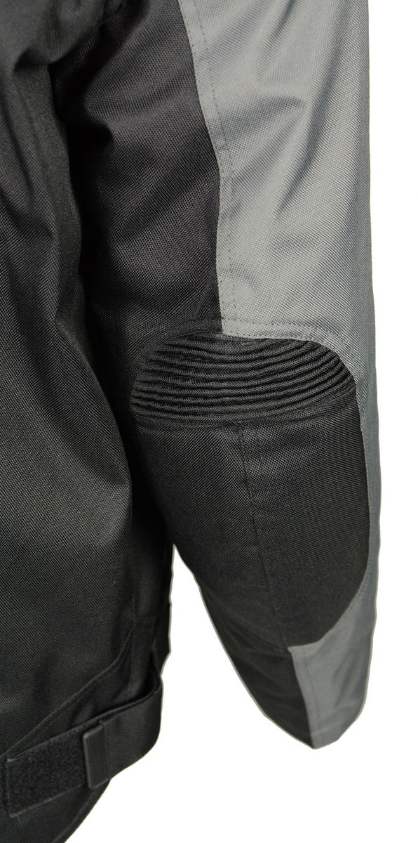 M Boss Motorcycle Apparel BOS11701 Men's Black/Grey Nylon Motorcycle Racer Riding Jacket with Mesh Panel Black - Image 6
