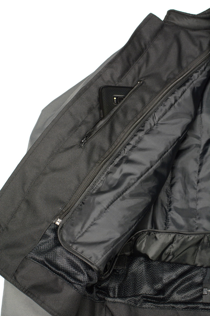 M Boss Motorcycle Apparel BOS11701 Men's Black/Grey Nylon Motorcycle Racer Riding Jacket with Mesh Panel Black - Image 7