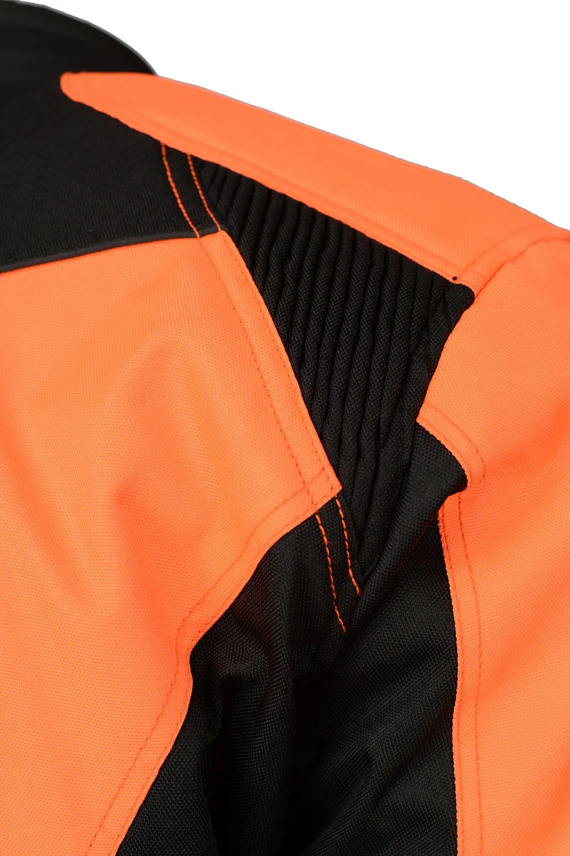 M Boss Motorcycle Apparel BOS11701 Men's High-Vis Orange Nylon Motorcycle Racer Riding Jacket with Mesh Panel Black - Image 5