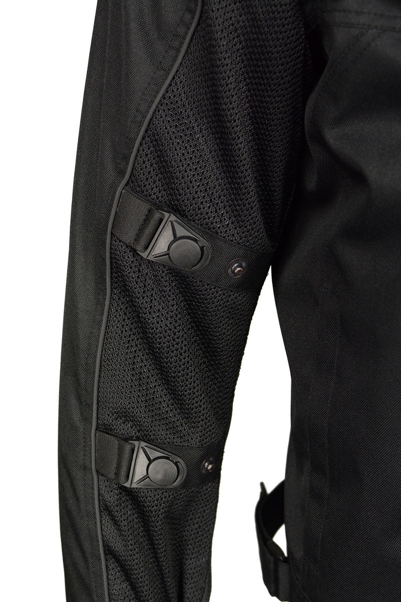 M Boss Motorcycle Apparel BOS11703 Men's Black Nylon and Mesh Motorcycle Racer Riding Jacket with Reflective Piping - Image 4