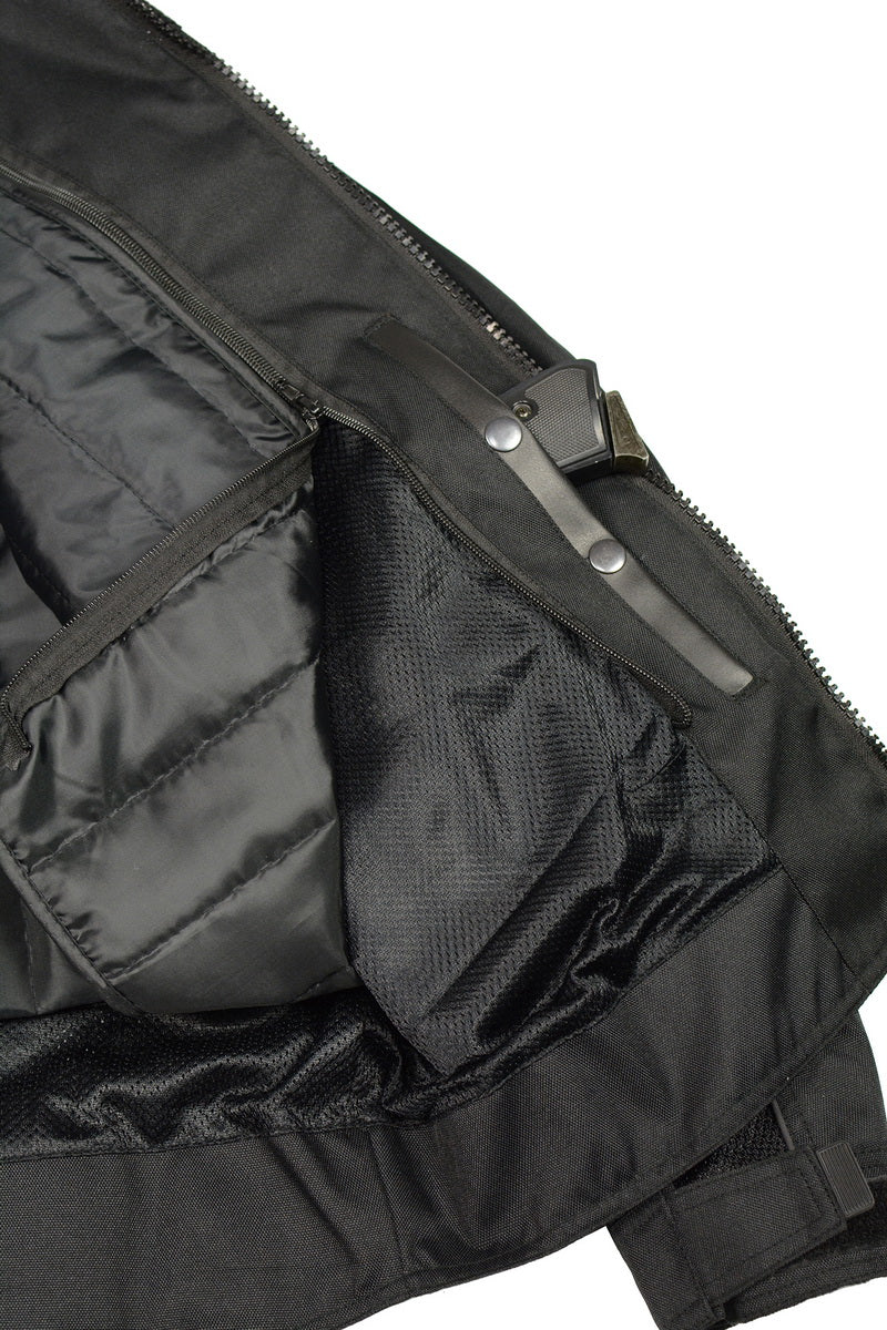 M Boss Motorcycle Apparel BOS11703 Men's Black Nylon and Mesh Motorcycle Racer Riding Jacket with Reflective Piping - Image 8