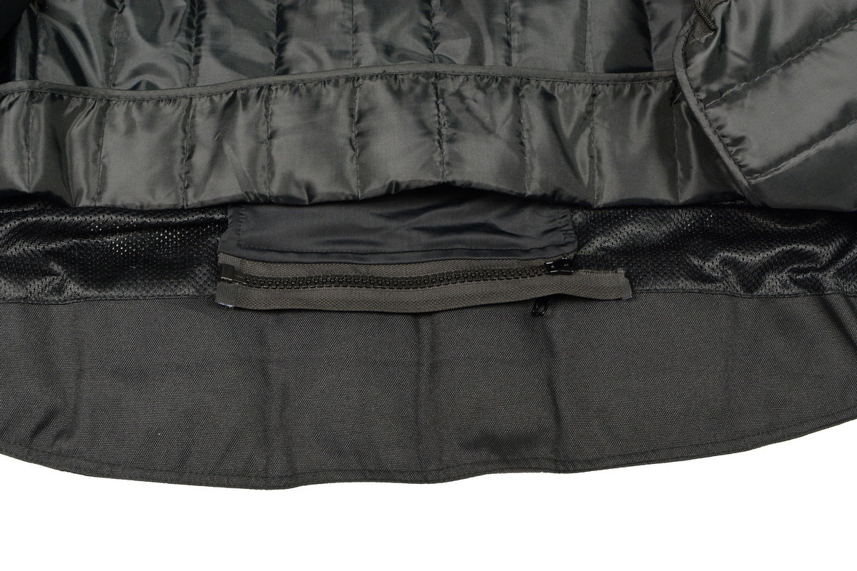 M Boss Motorcycle Apparel BOS11703 Men's Black Nylon and Mesh Motorcycle Racer Riding Jacket with Reflective Piping - Image 9
