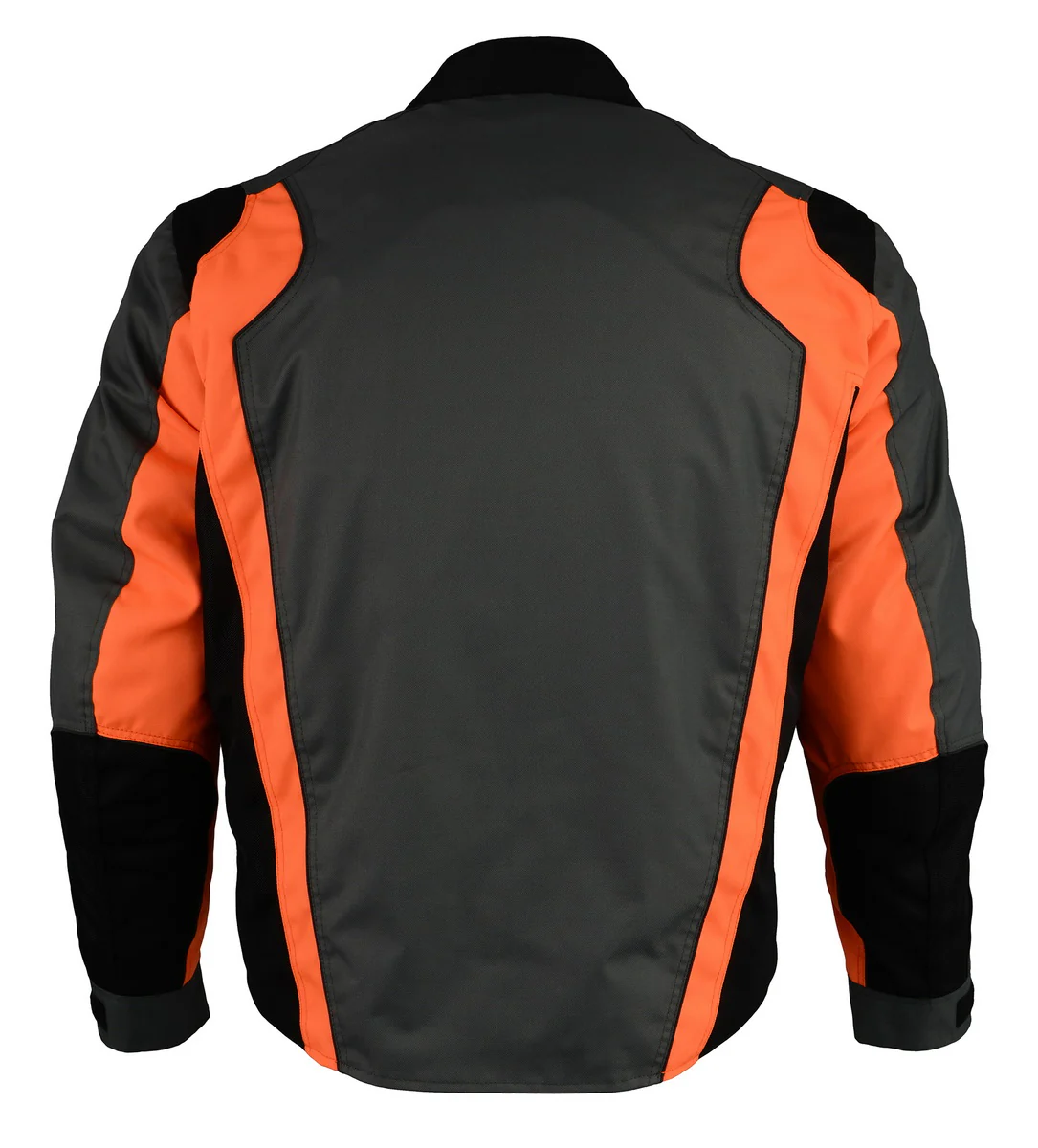 M Boss Motorcycle Apparel BOS11706 Men's Grey/Hi-Vis Orange Nylon Motorcycle Racer Jacket with Armor Protection - Image 4