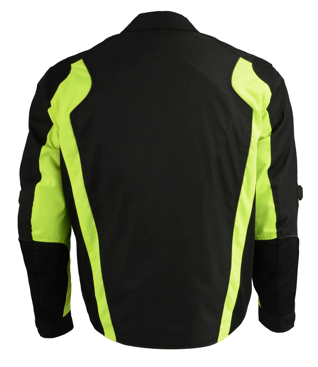 M Boss Motorcycle Apparel BOS11706 Men's Black/Hi-Vis Green Nylon Motorcycle Racer Jacket with Armor Protection - Image 4