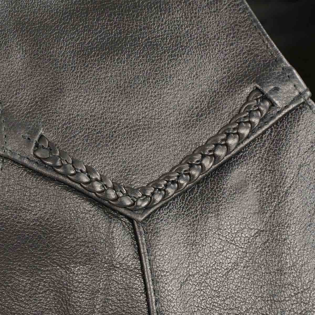 M-Boss Motorcycle Apparel BOS13512 Men’s Braided Motorcycle Biker Leather Vest with Side Laces - Image 6