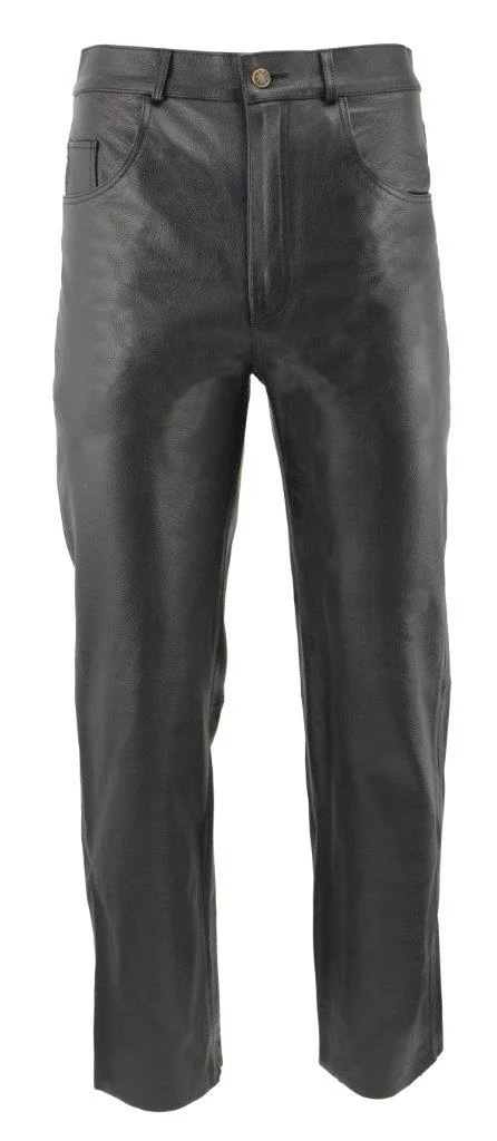 M-Boss Motorcycle Apparel BOS15570 Men’s Black Jean Style Leather Pants - Image 5