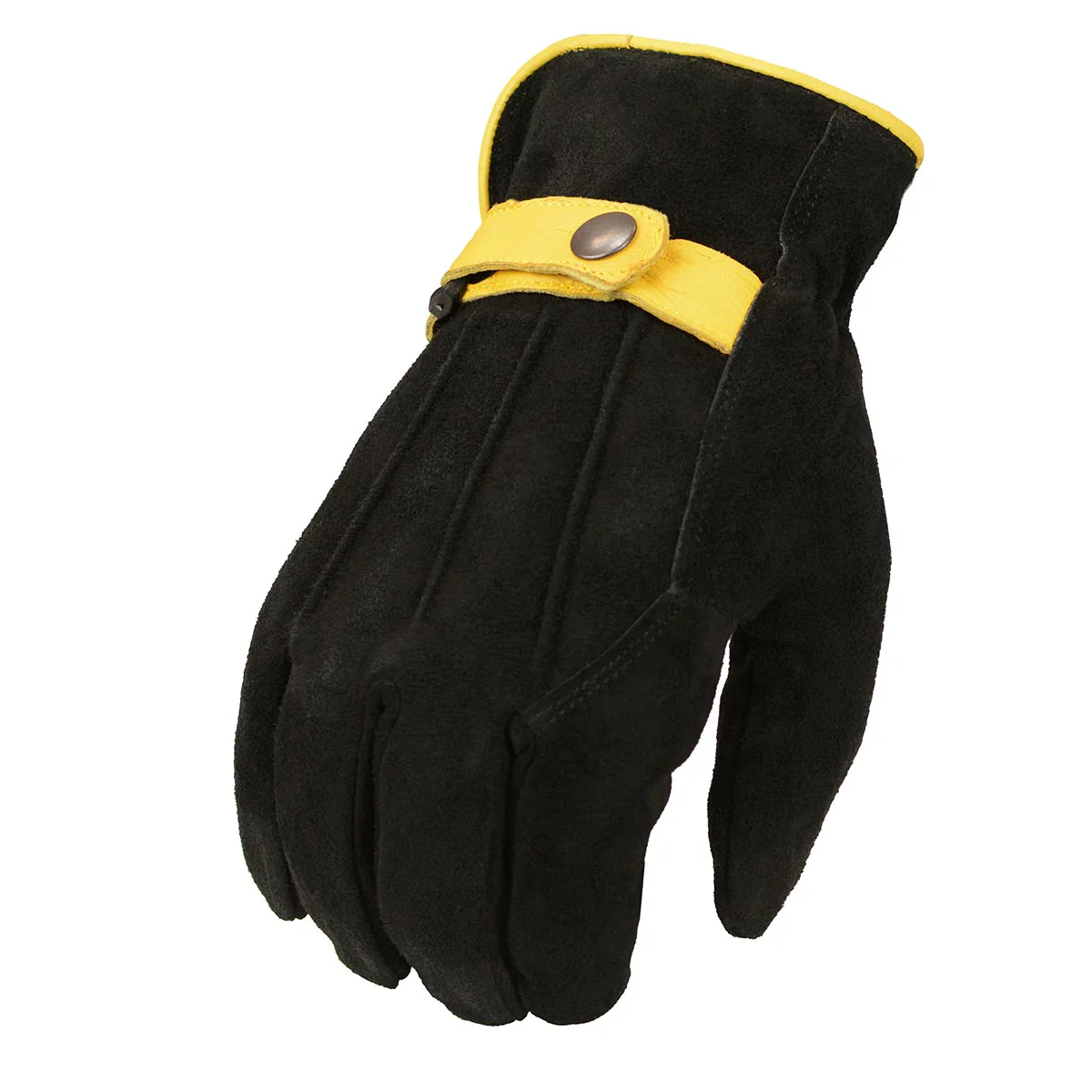 M-Boss Motorcycle Apparel BOS37555 Men's Black and Tan USA Deer Suede Gloves - Image 4
