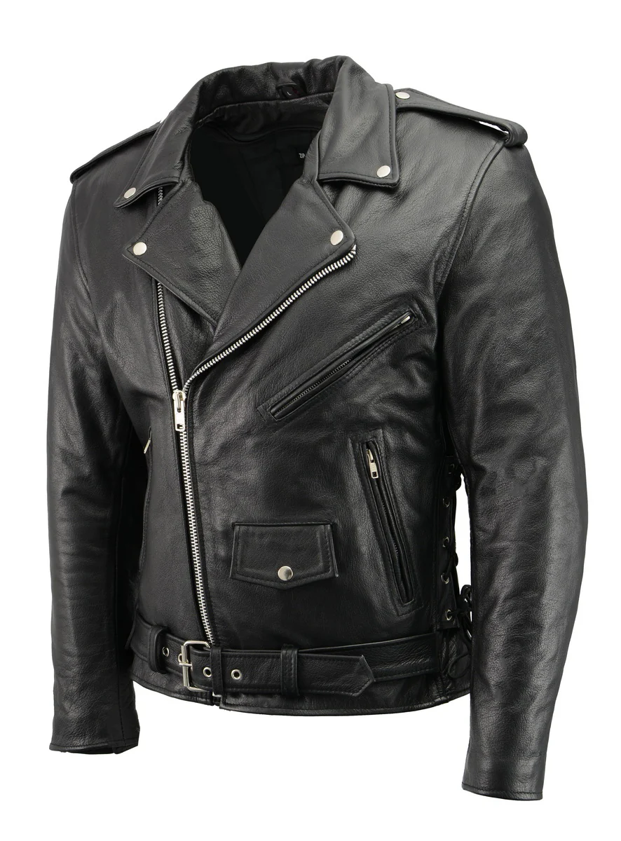 Men’s Premium Buffalo Black Leather Motorcycle Jacket with CE Armor Protection BZ1512 - Image 4