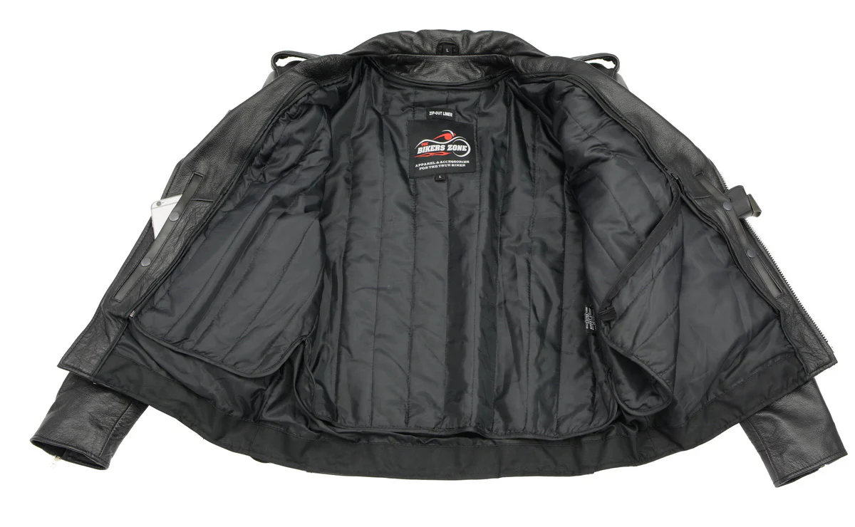Men’s Premium Buffalo Black Leather Motorcycle Jacket with CE Armor Protection BZ1512 - Image 5