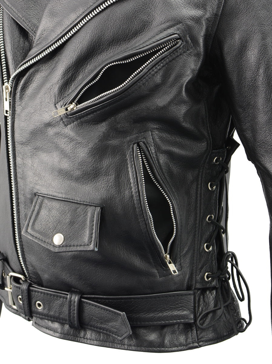 Men’s Premium Buffalo Black Leather Motorcycle Jacket with CE Armor Protection BZ1512 - Image 7