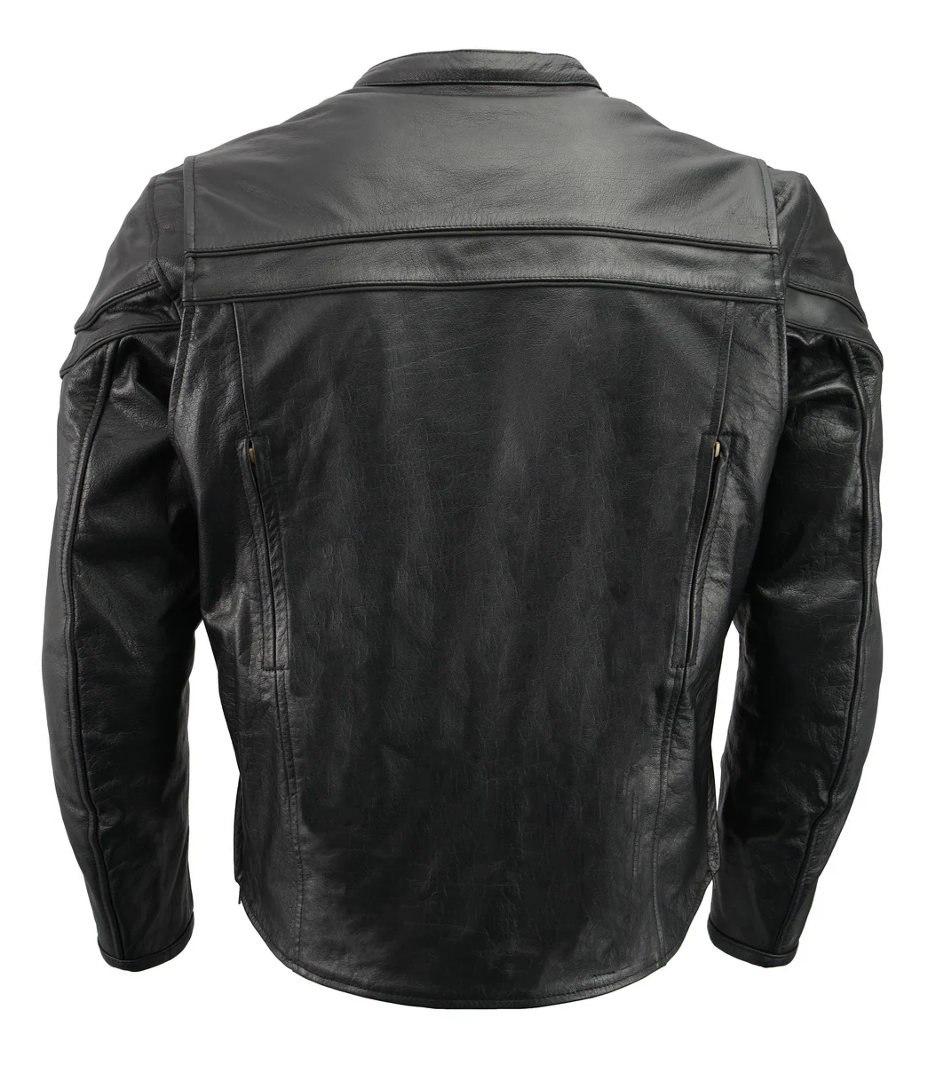 Men’s Premium Buffalo Black Leather Motorcycle Jacket with CE Armor Protection BZ1512 - Image 2