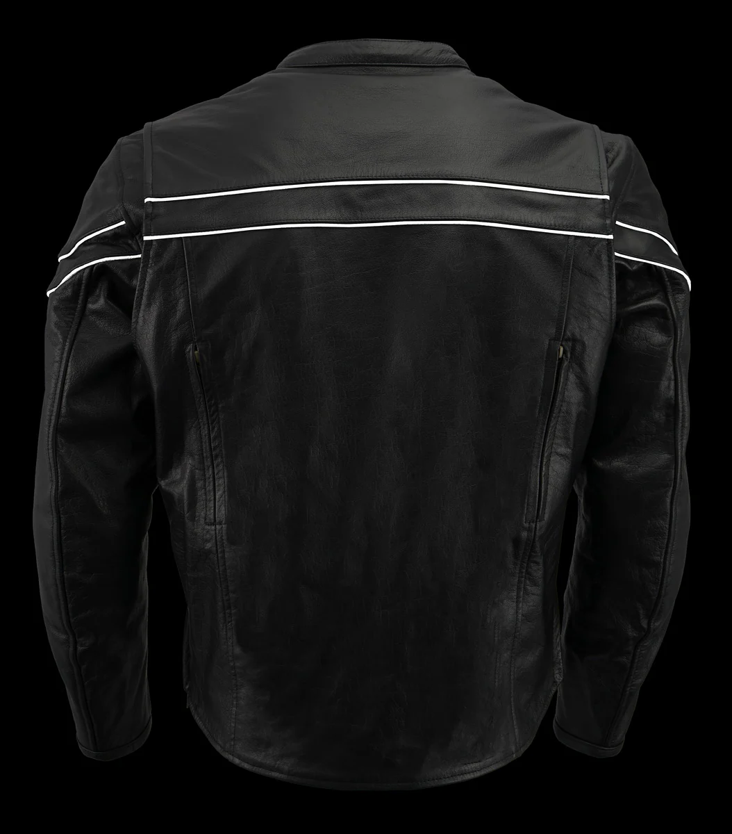 Men’s Premium Buffalo Black Leather Motorcycle Jacket with CE Armor Protection BZ1512 - Image 5