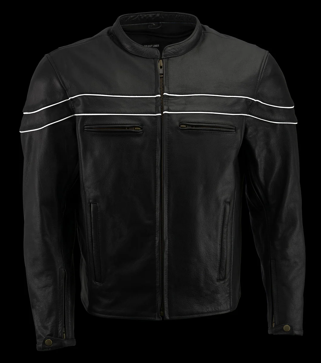 Men’s Premium Buffalo Black Leather Motorcycle Jacket with CE Armor Protection BZ1512 - Image 6